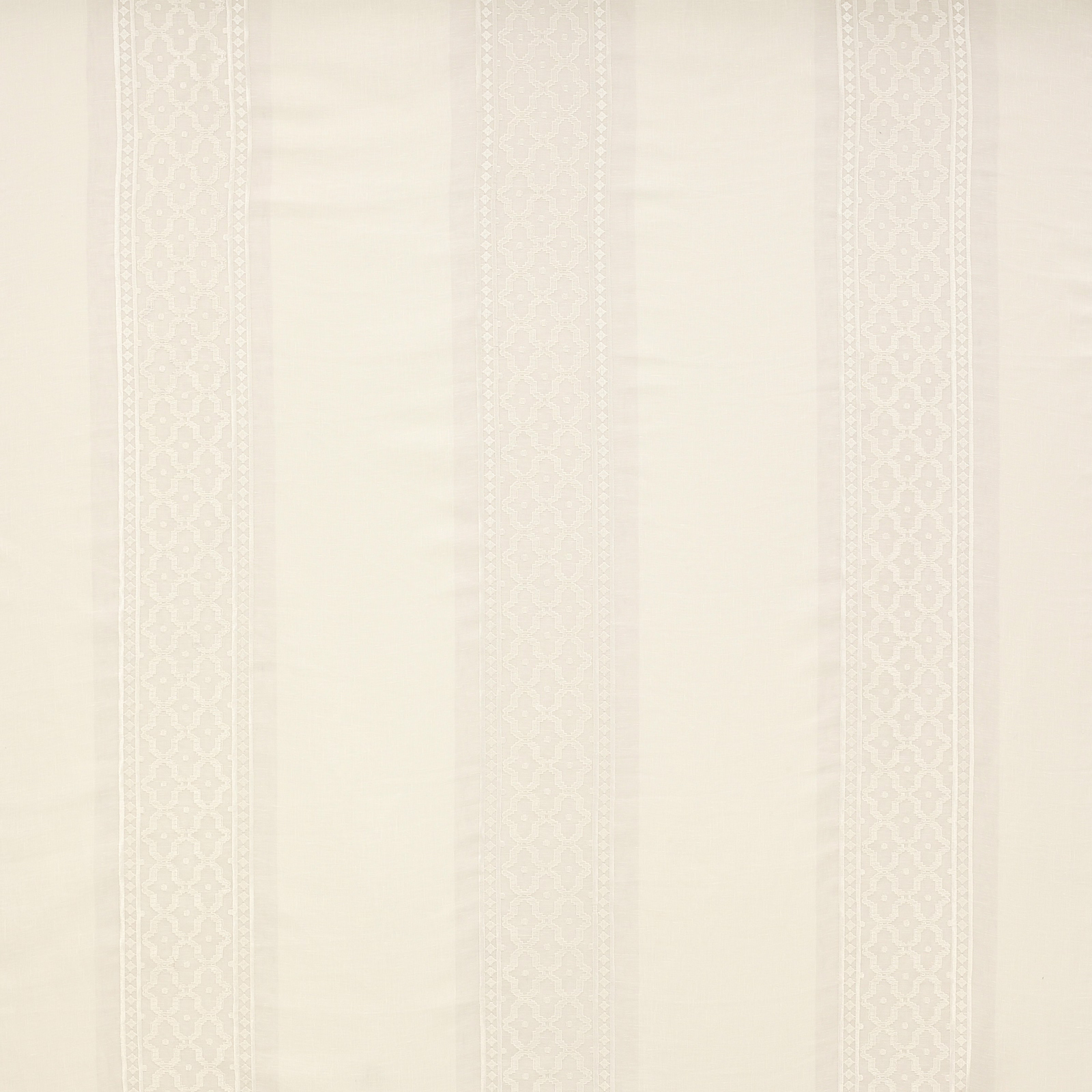 Pale beige striped sheer fabric with subtle woven vertical bands