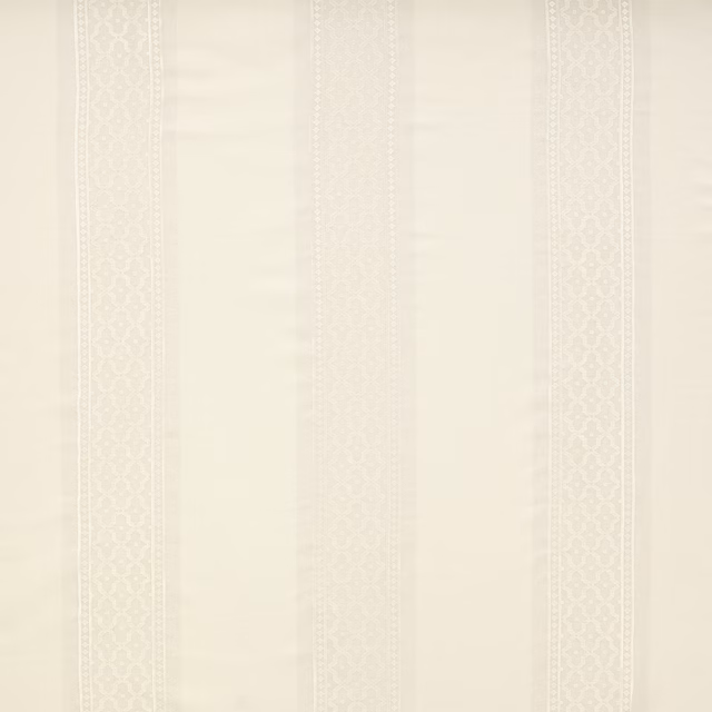 Pale beige striped sheer fabric with subtle woven vertical bands