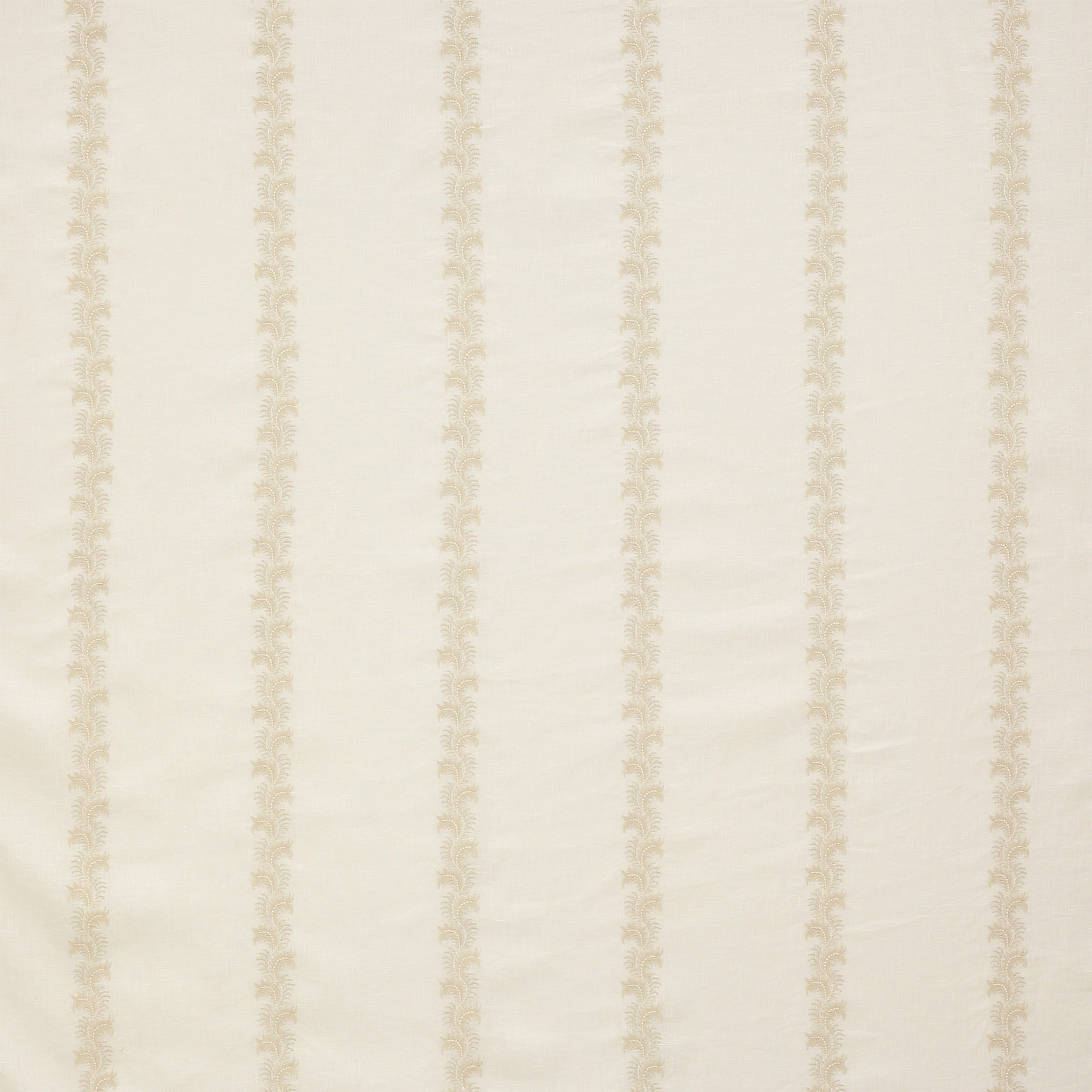 Sheer beige fabric with narrow vertical stripe bands on a pale ground