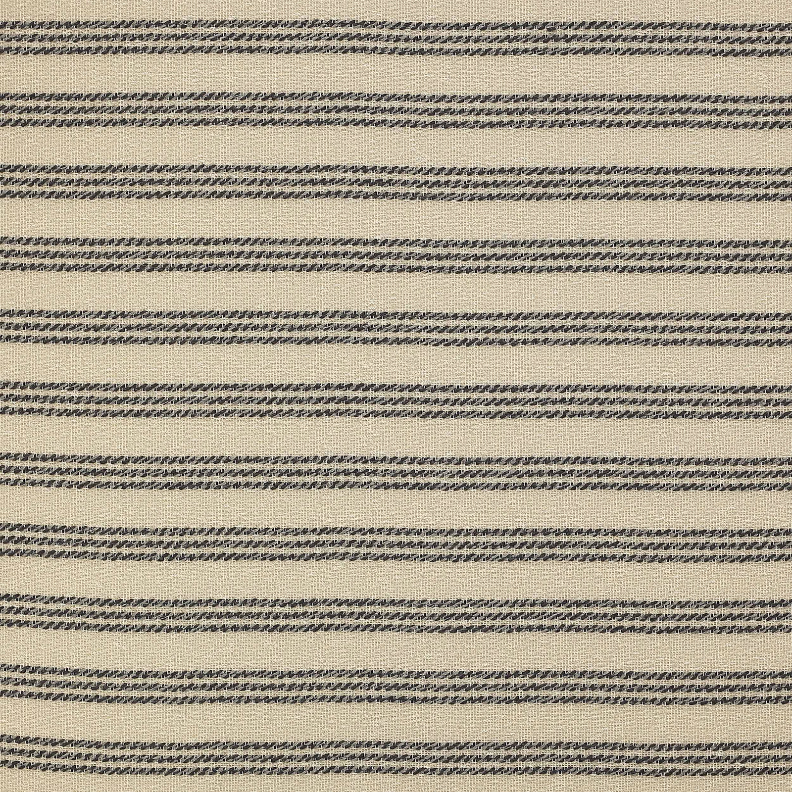 Charcoal horizontal stripe fabric on a pale cream ground, with fine textured weave