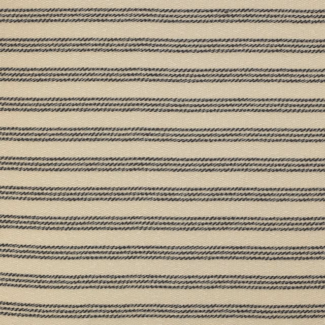 Charcoal horizontal stripe fabric on a pale cream ground, with fine textured weave