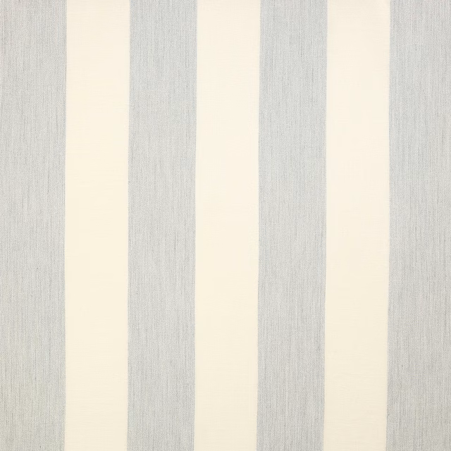 Wide vertical ice blue and cream striped woven fabric swatch