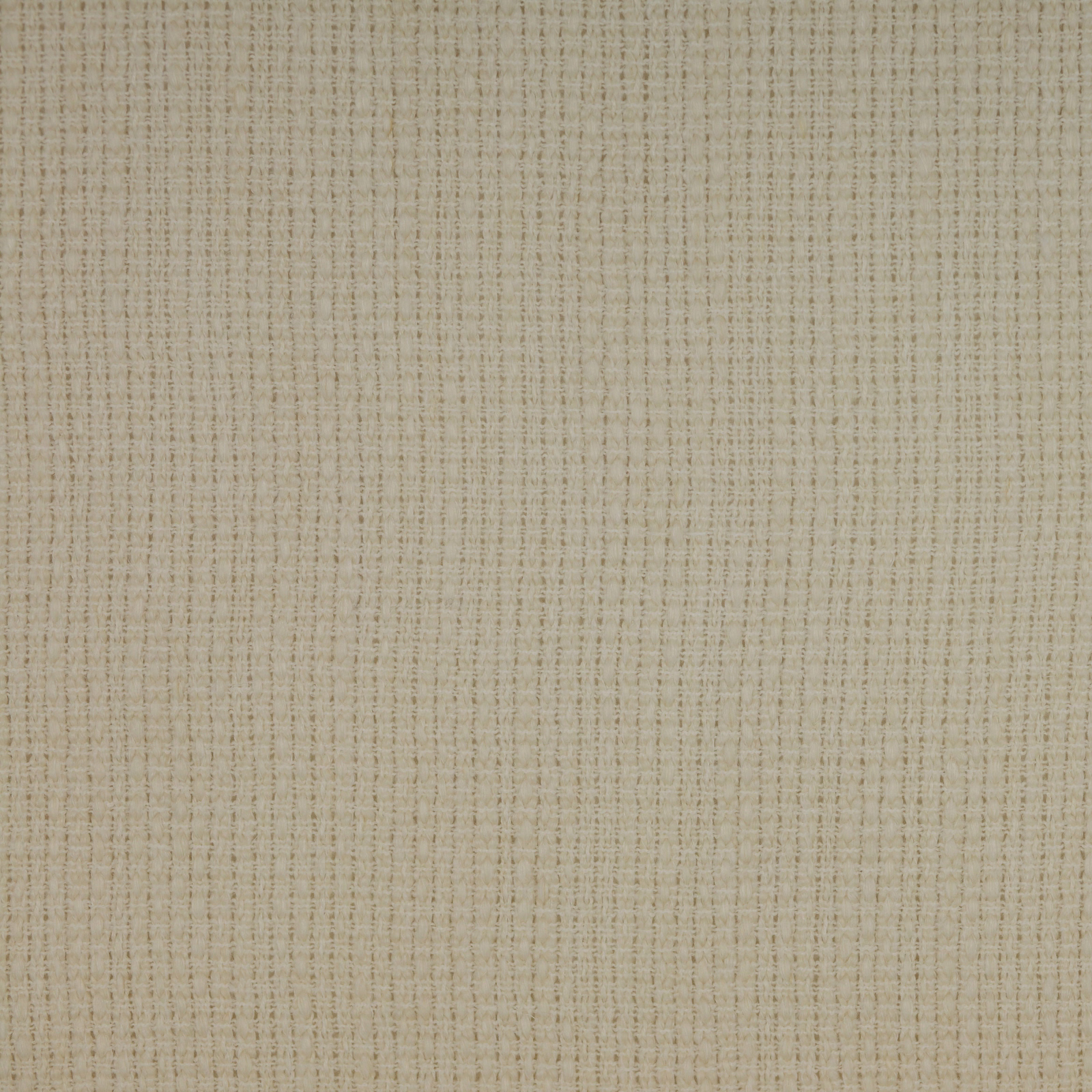 Close-up of a soft warm ivory woven fabric with fine vertical texture