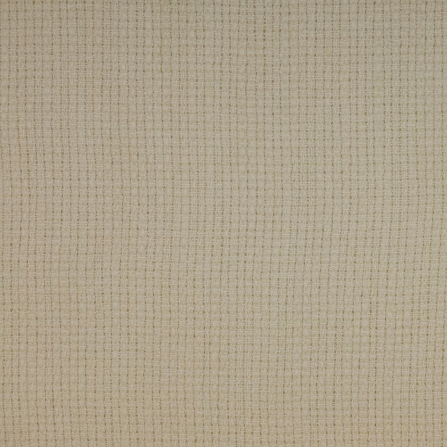 Close-up of a soft warm ivory woven fabric with fine vertical texture