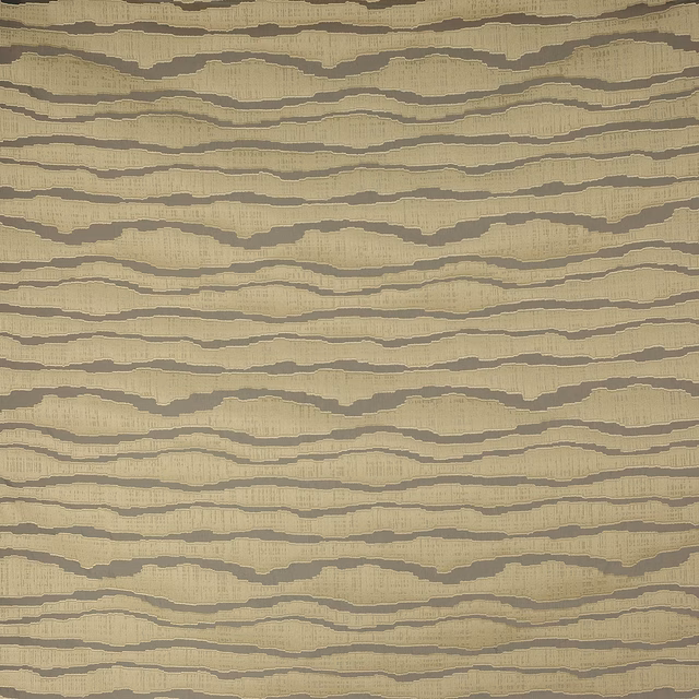 Abstract horizontal striped fabric swatch in warm sandy beige and taupe
