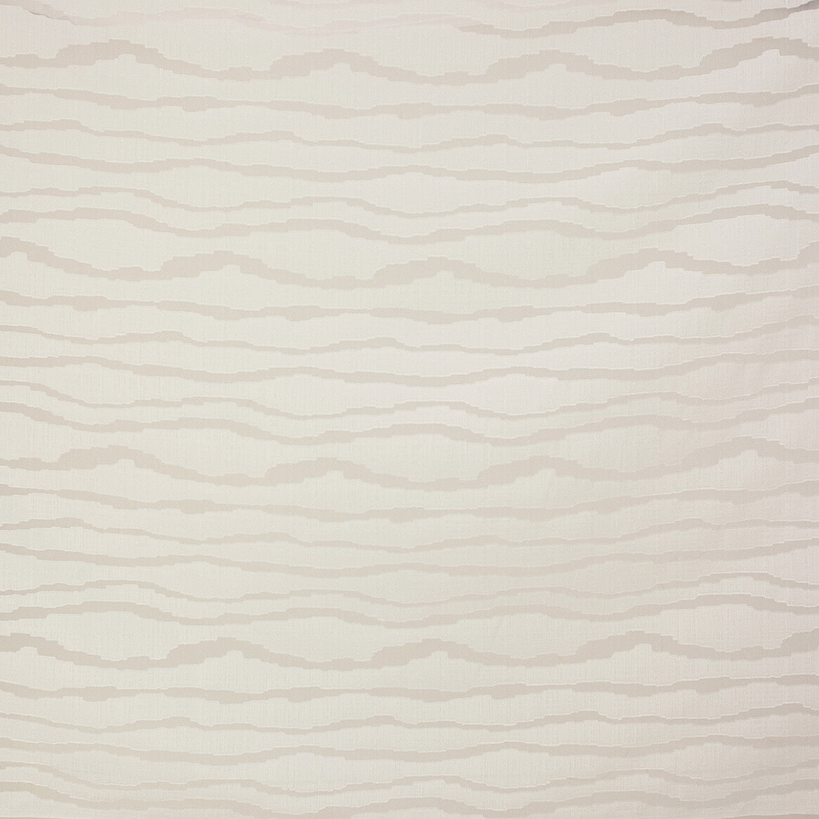 Creamy white fabric with soft wavy horizontal stripes and a smooth matte finish