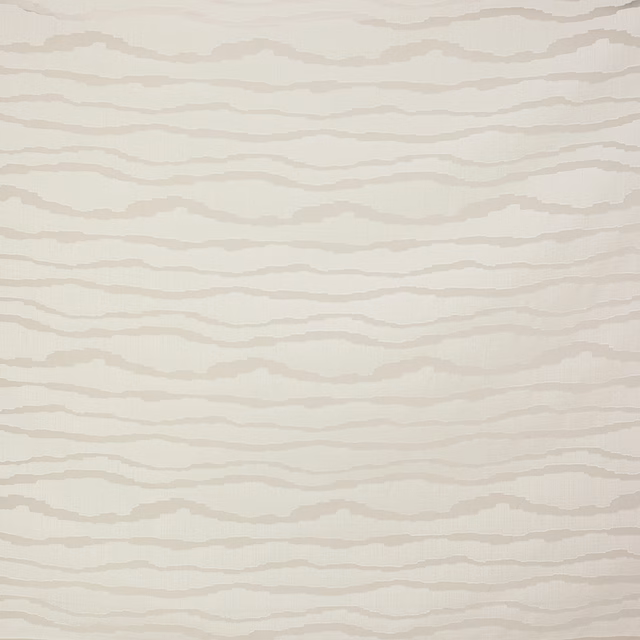 Creamy white fabric with soft wavy horizontal stripes and a smooth matte finish