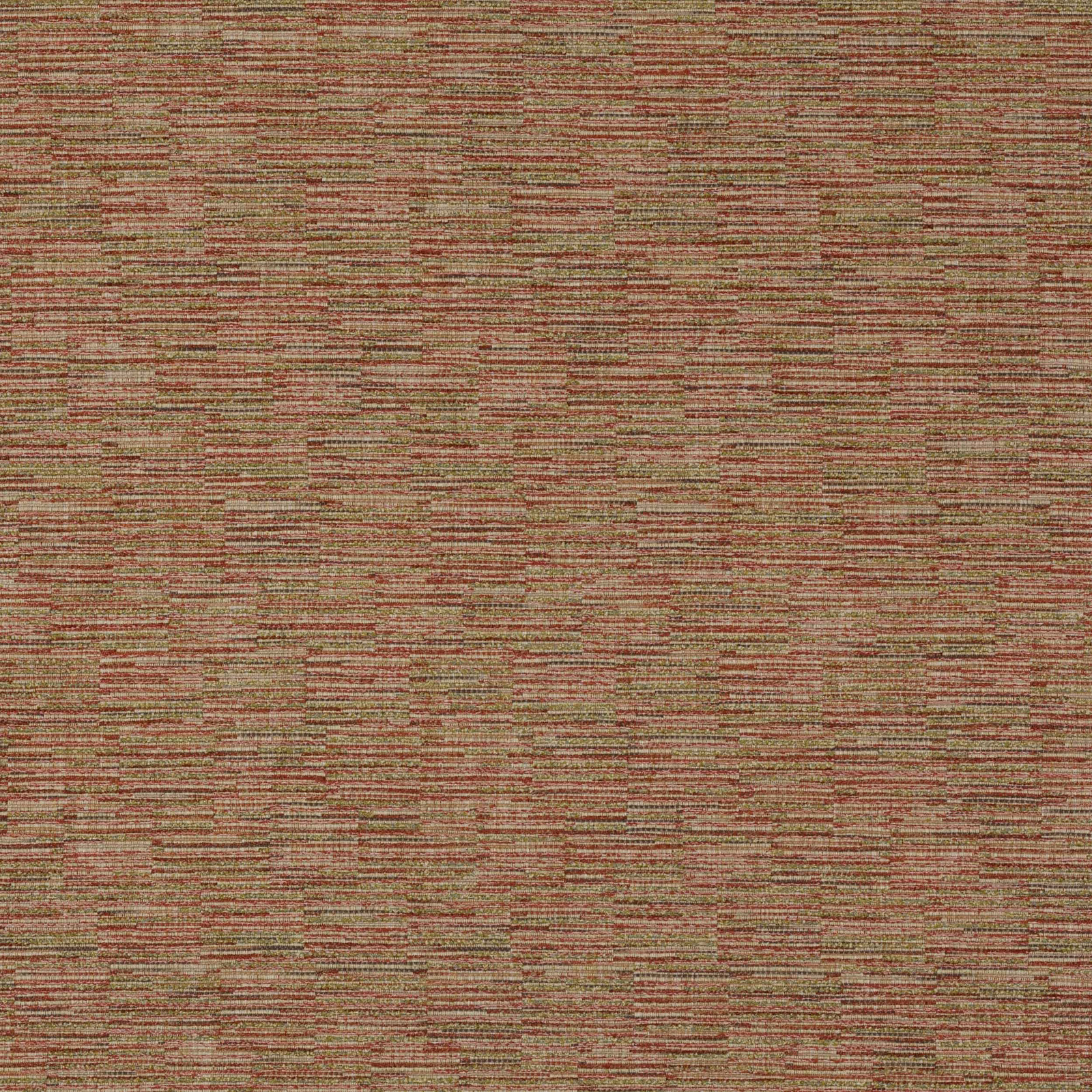 Close-up of rust red and moss woven fabric with fine horizontal texture