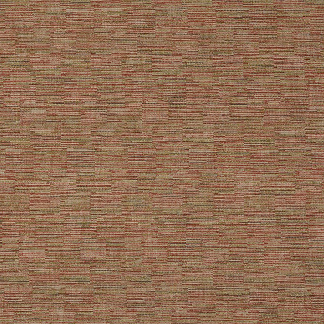 Close-up of rust red and moss woven fabric with fine horizontal texture