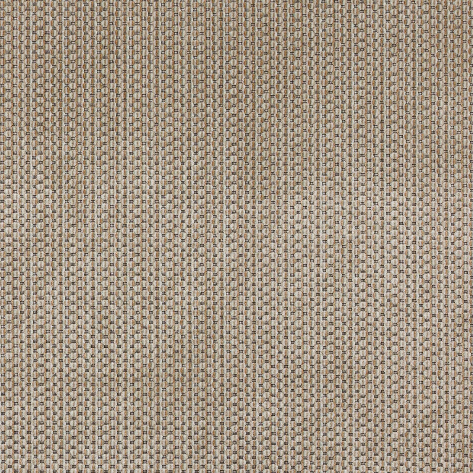 Close-up of warm beige woven fabric with taupe grid texture