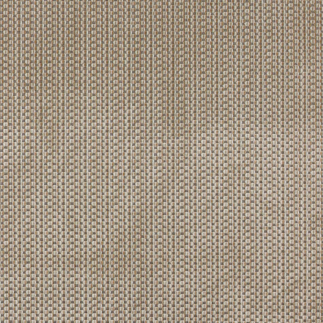 Close-up of warm beige woven fabric with taupe grid texture