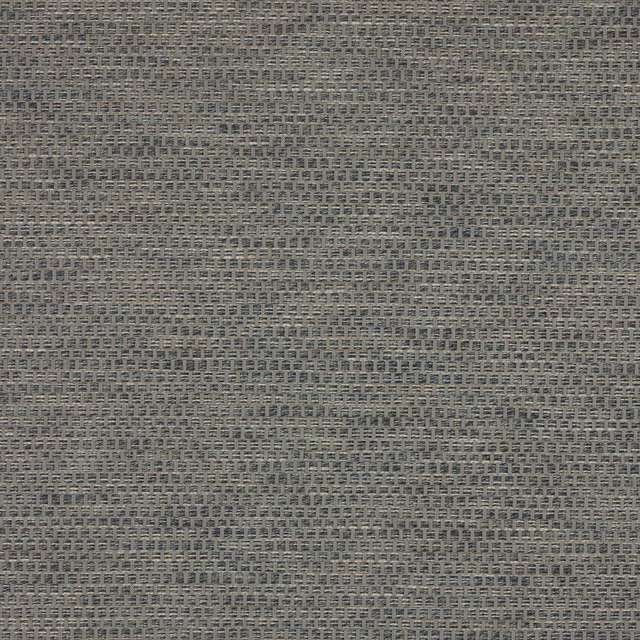 Close-up of muted blue-grey woven fabric with fine basket texture