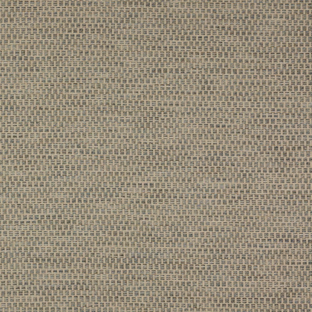 Close-up of muted dusty blue woven fabric with fine grid-like texture