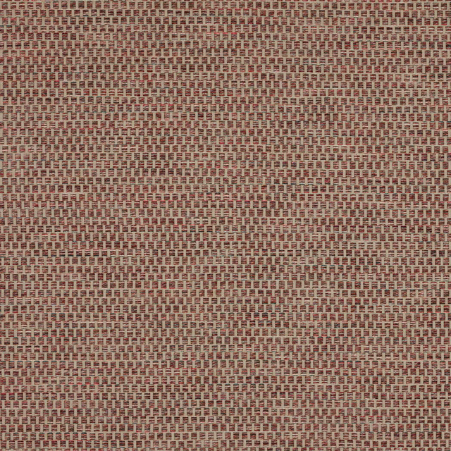 Close-up of a small woven red and green textured fabric swatch