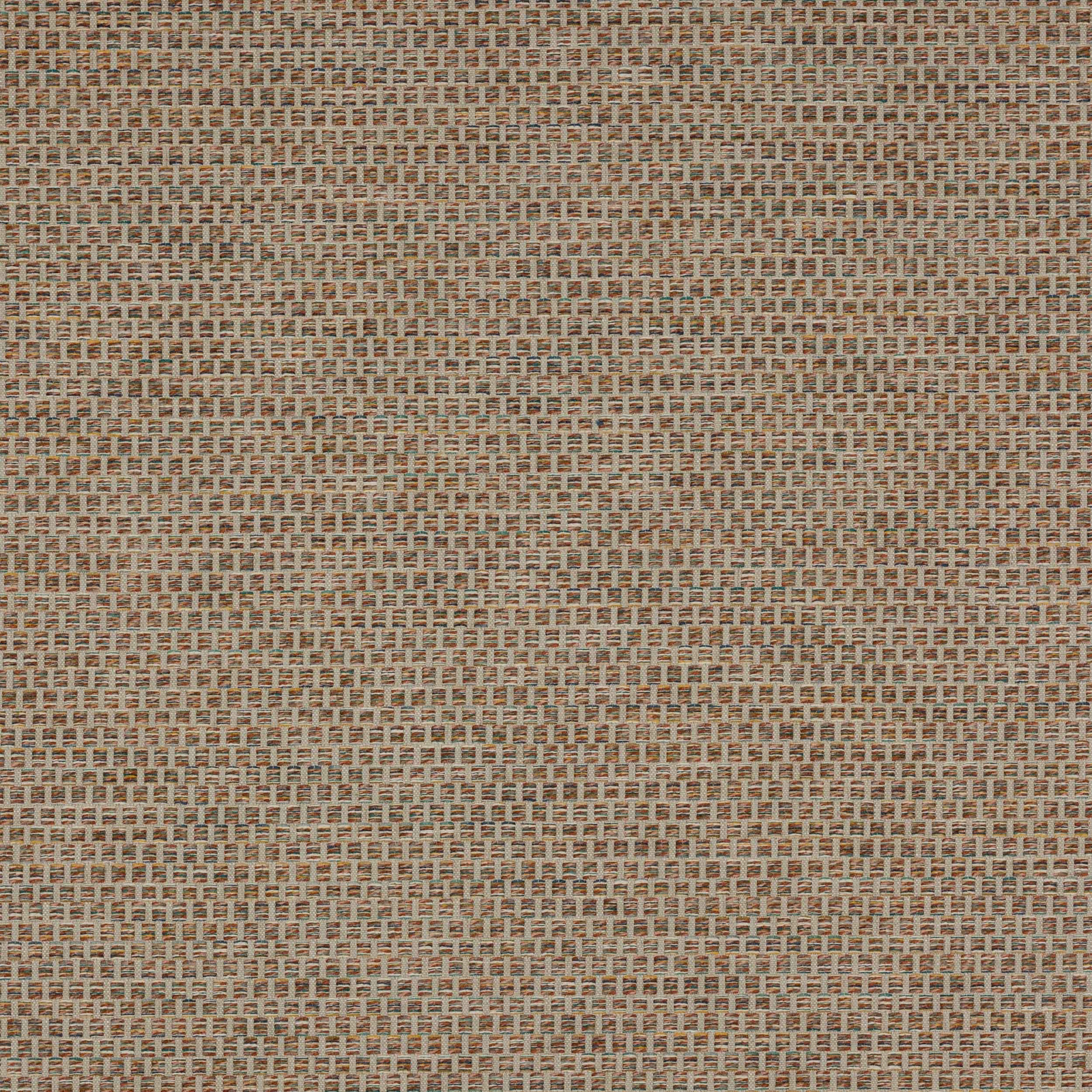 Close-up of warm sandy beige woven fabric with fine textured grid pattern