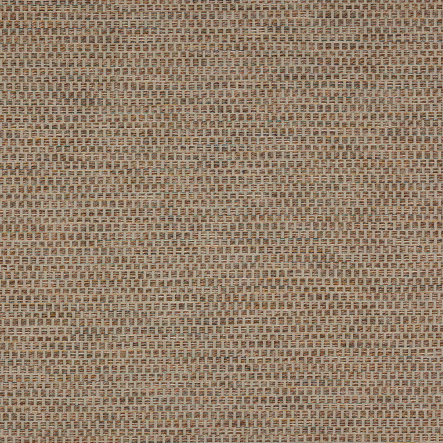 Close-up of warm sandy beige woven fabric with fine textured grid pattern