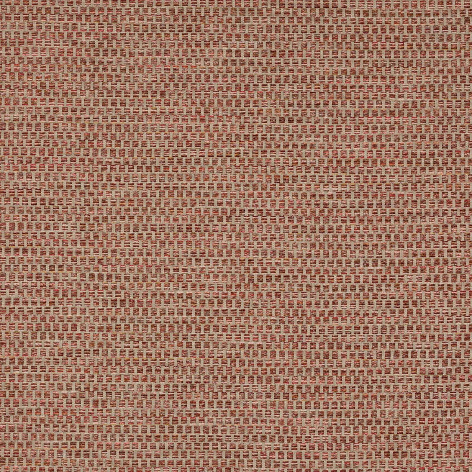 Close-up of a warm tomato red woven fabric with tiny textured repeat