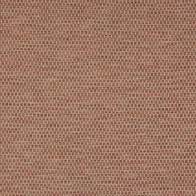 Close-up of a warm tomato red woven fabric with tiny textured repeat