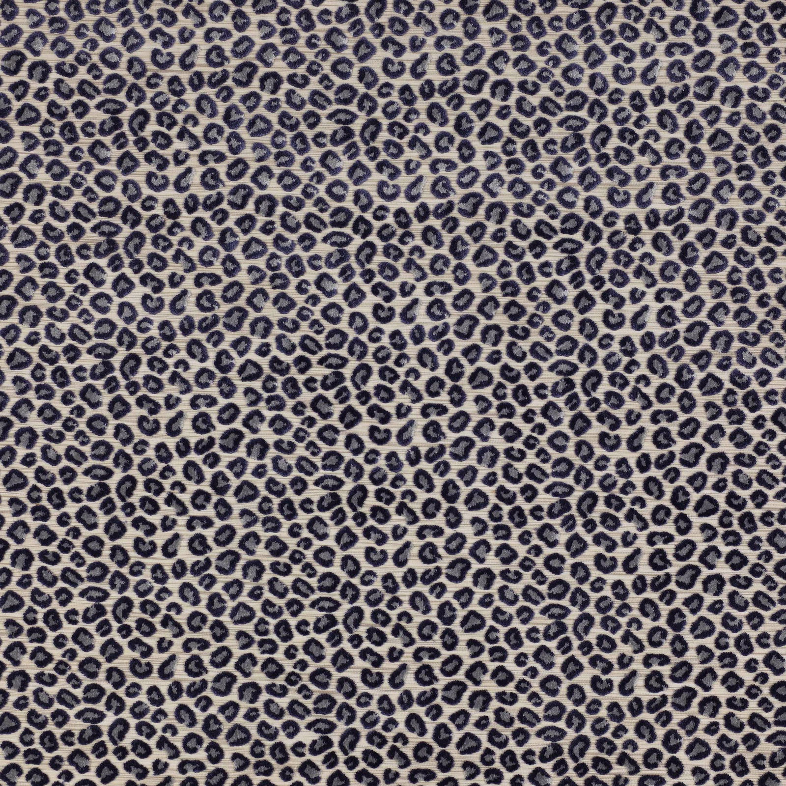 Small navy animal print on an ivory fabric swatch