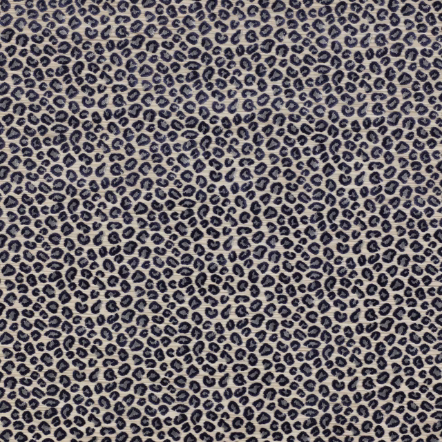 Small navy animal print on an ivory fabric swatch