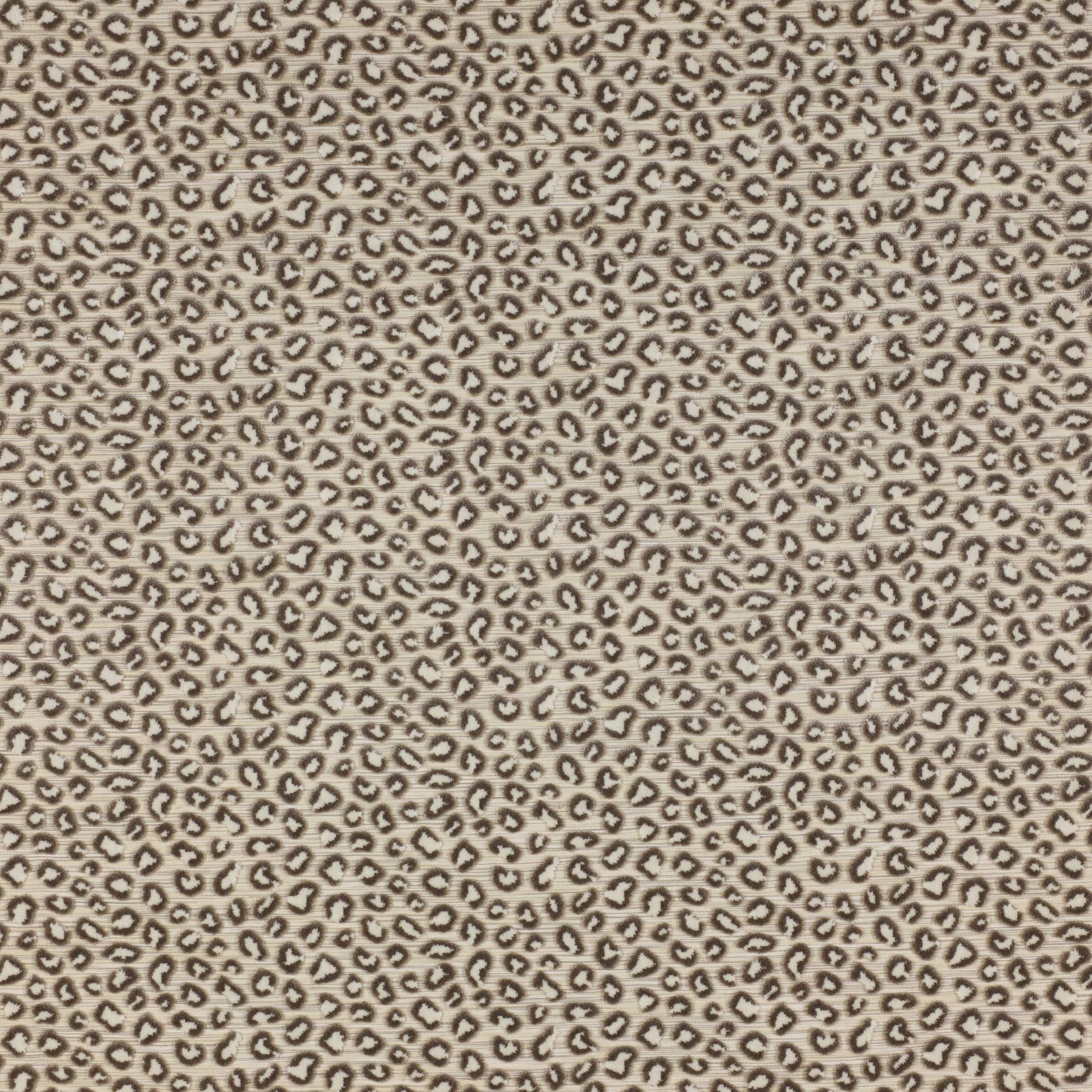 Small irregular animal-print spots on a silver-beige fabric ground