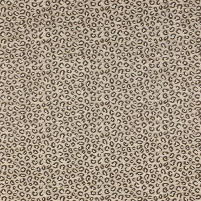 Small irregular animal-print spots on a silver-beige fabric ground