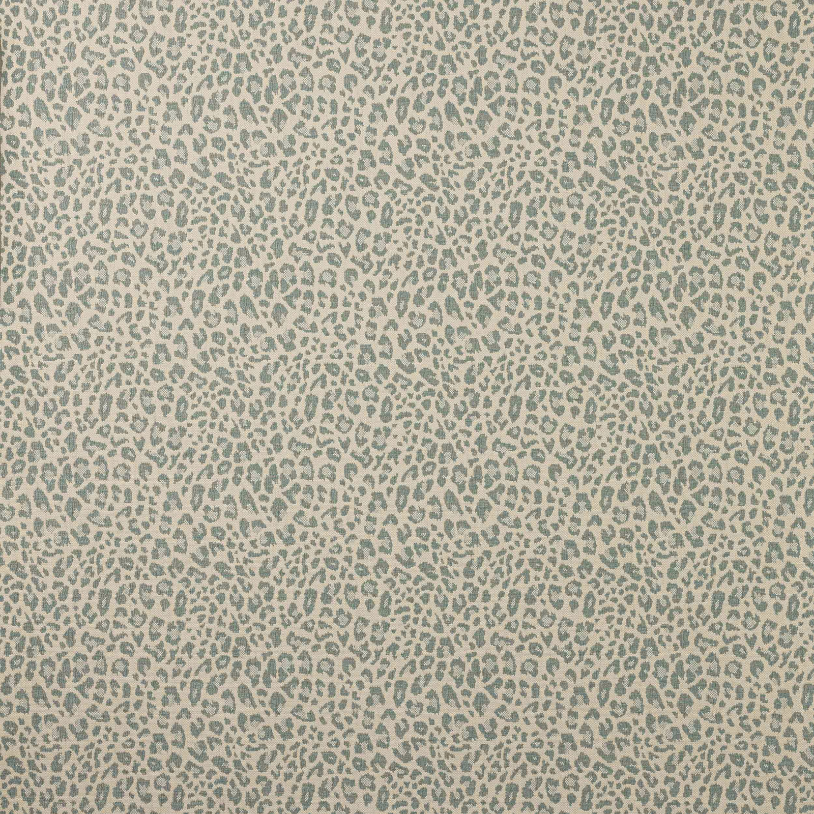 Small blue-grey animal spot fabric on a warm neutral ground