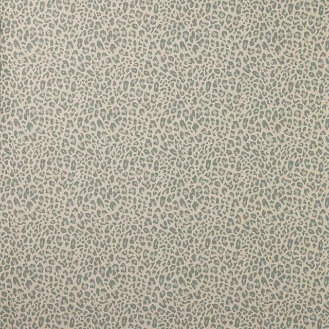 Small blue-grey animal spot fabric on a warm neutral ground