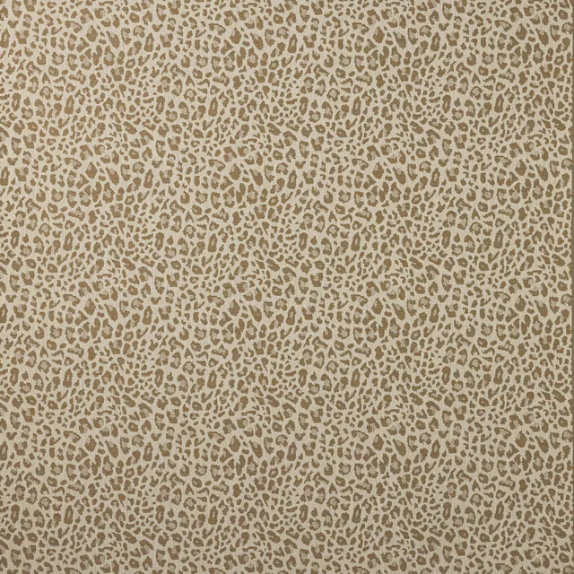 Small beige leopard-style motif on a warm sand ground with a softly textured weave