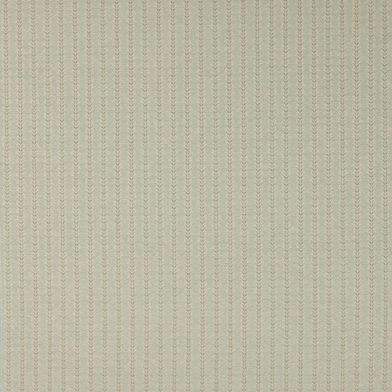 Pale aqua striped fabric with fine leaf motif and soft woven texture