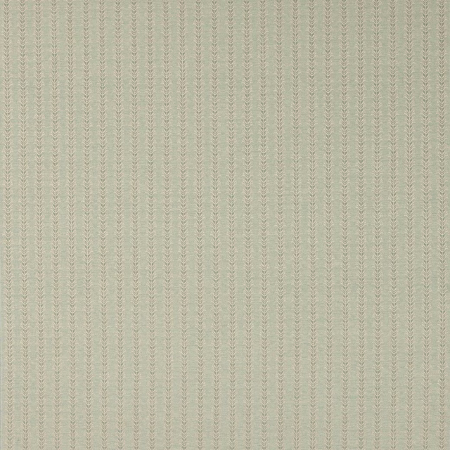 Pale aqua striped fabric with fine leaf motif and soft woven texture