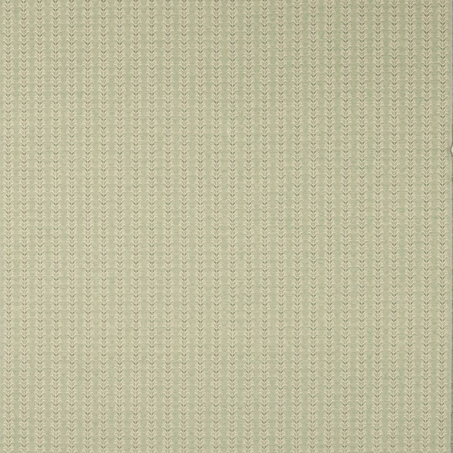 Pale leaf green striped fabric swatch with fine woven vertical pattern