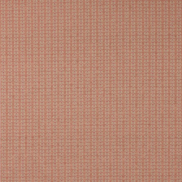 Warm dusty red striped woven fabric with fine leaf-like vertical motif
