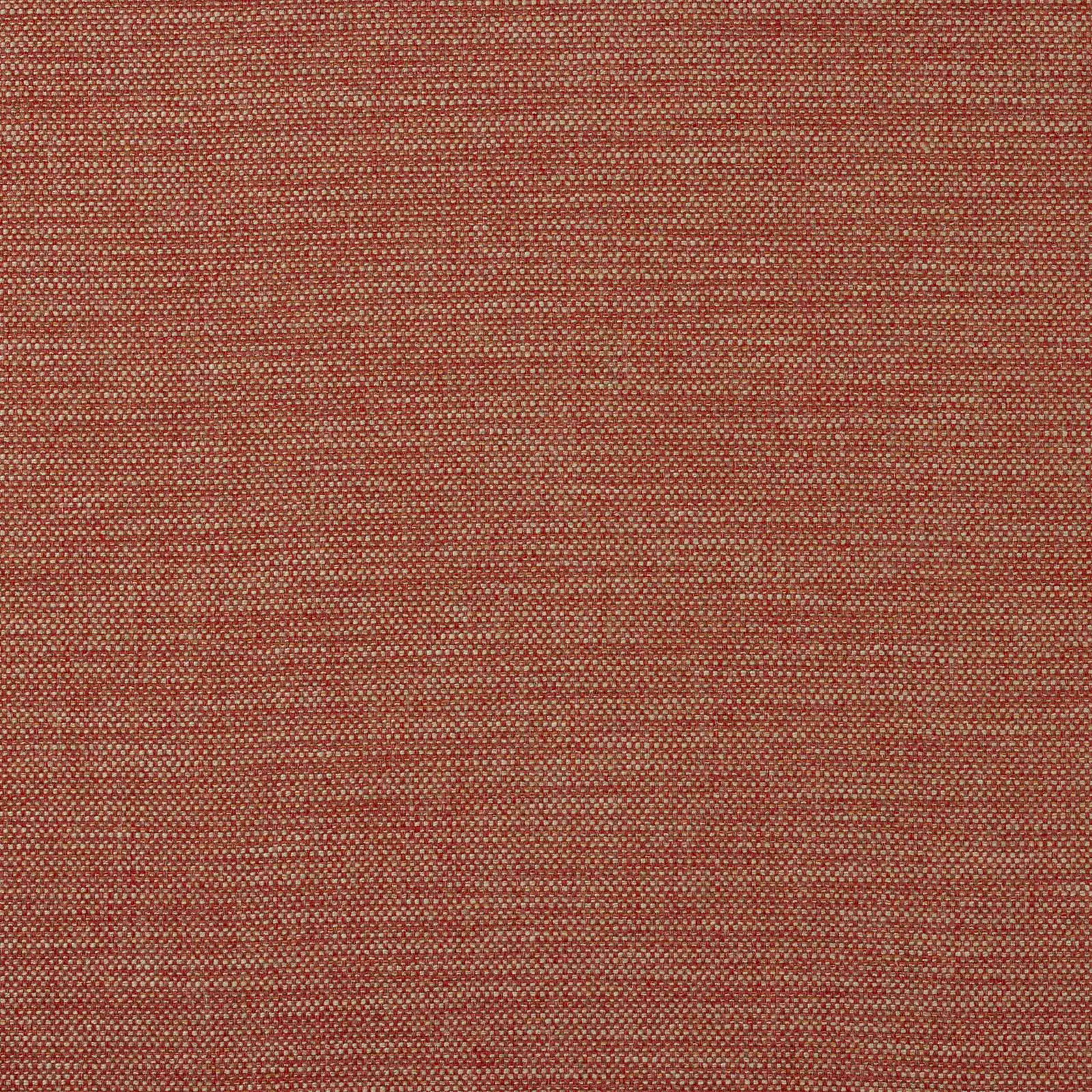 Close-up of a textured terracotta red woven fabric with fine speckled slubs
