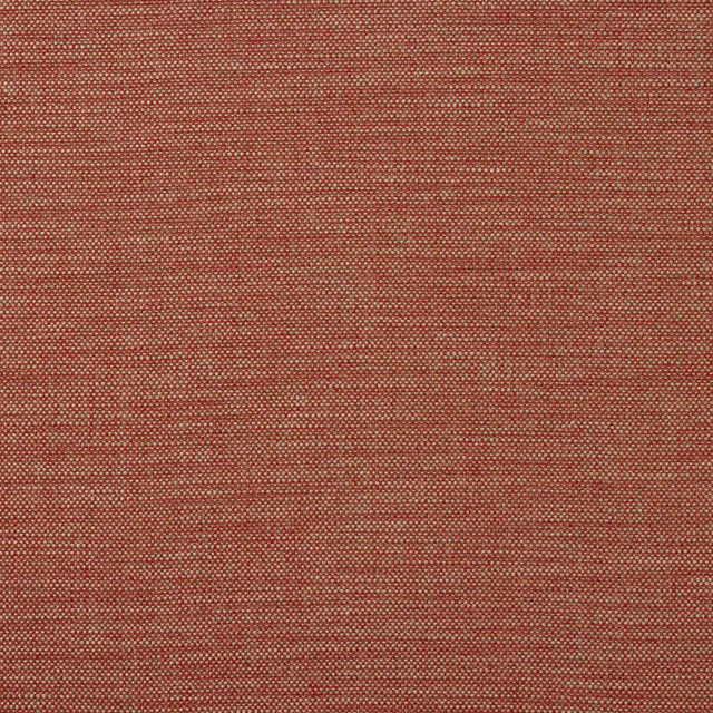 Close-up of a textured terracotta red woven fabric with fine speckled slubs