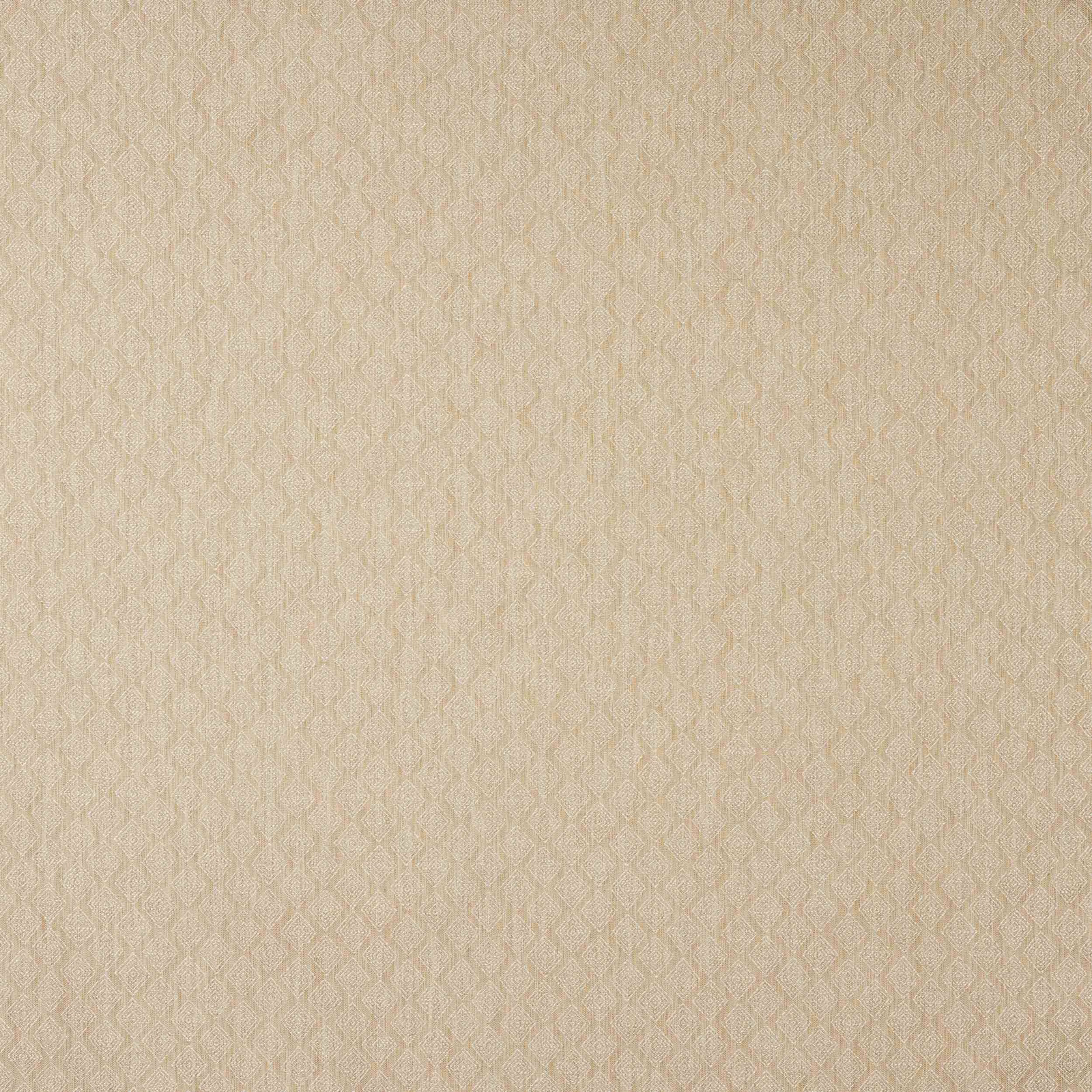 Close-up of pale beige geometric woven fabric with a soft textured finish