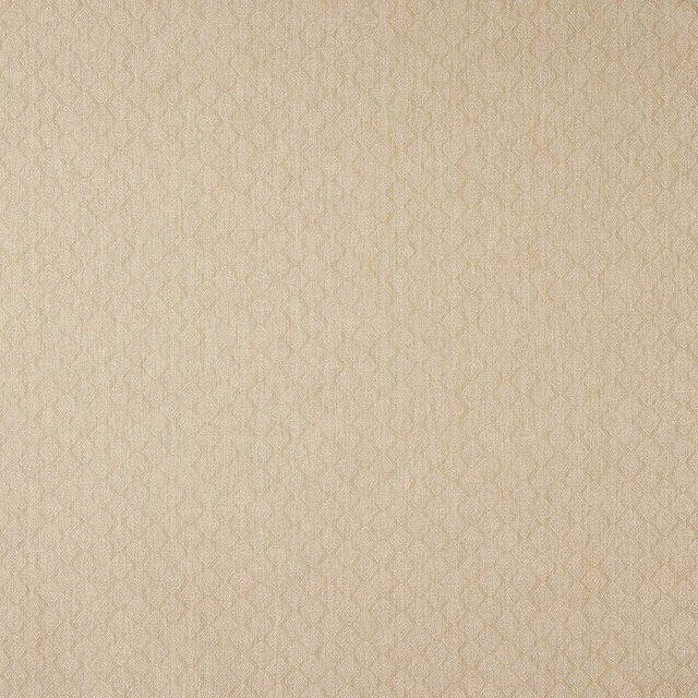 Close-up of pale beige geometric woven fabric with a soft textured finish