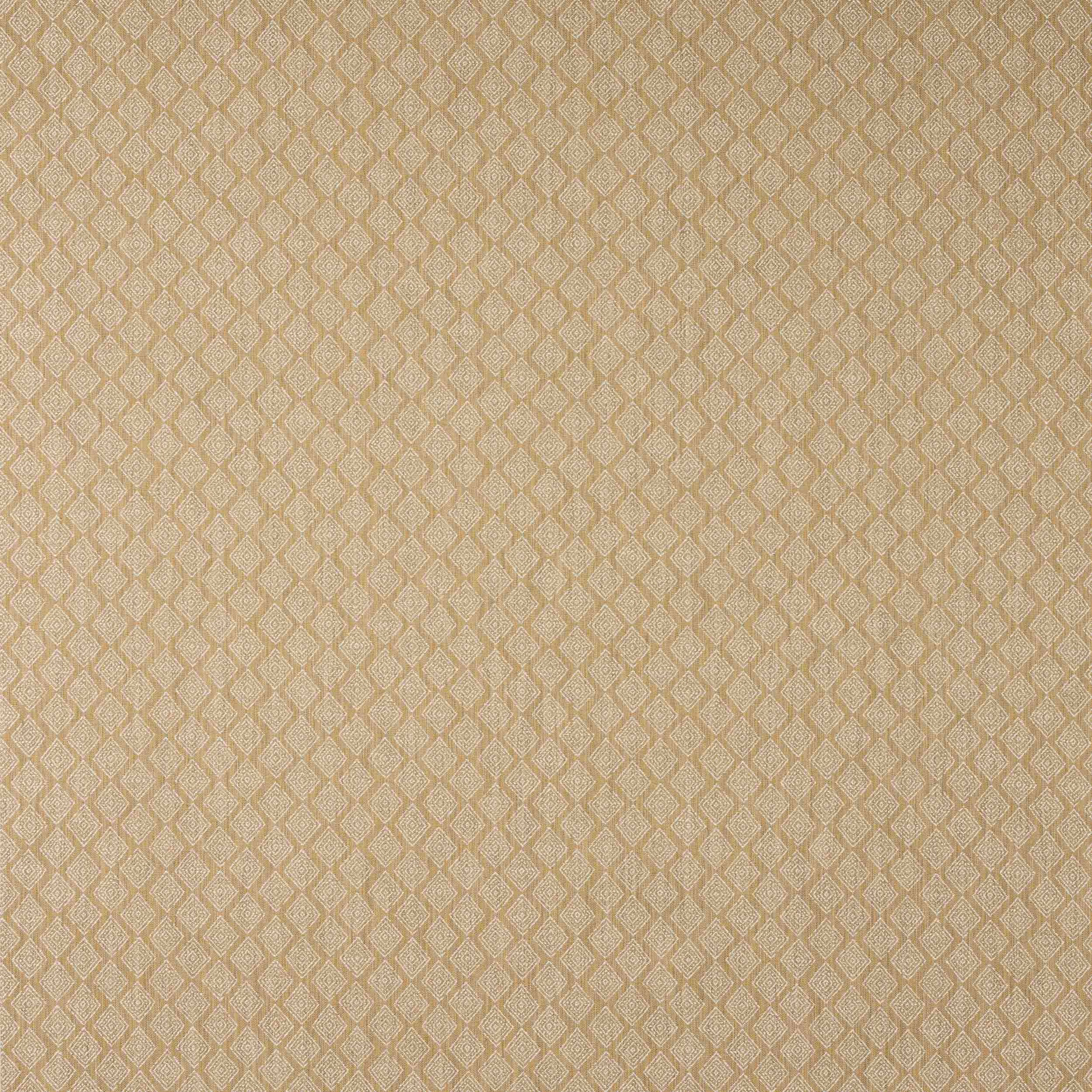 Close-up of Perinne Camel geometric fabric in warm camel beige with fine diamond motifs
