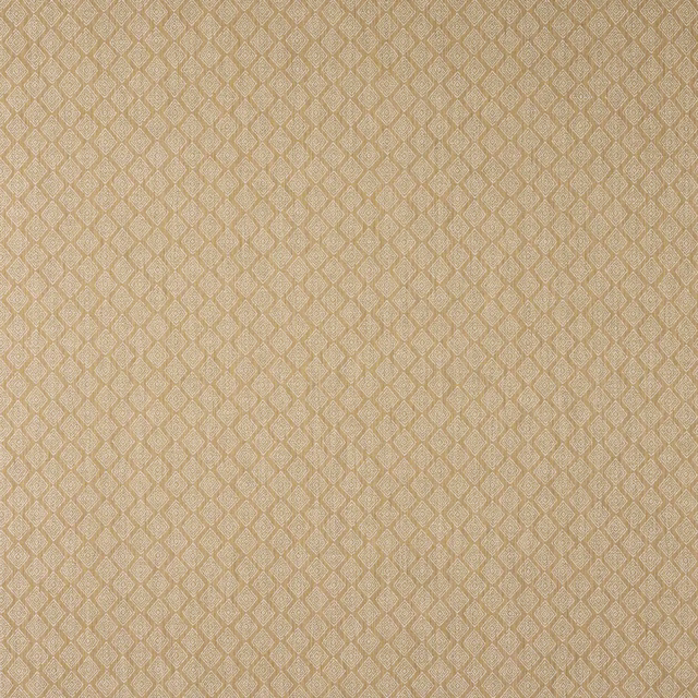 Close-up of Perinne Camel geometric fabric in warm camel beige with fine diamond motifs