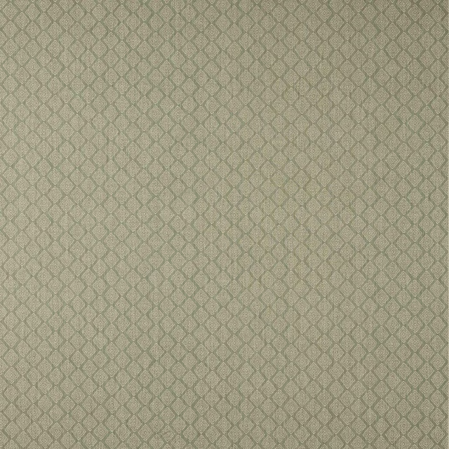 Soft celadon green geometric fabric with small diamond repeat and textured weave