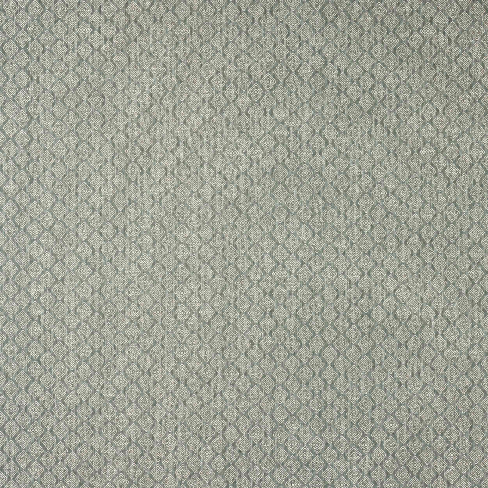 Small diamond geometric fabric in muted slate blue-grey with fine woven detail