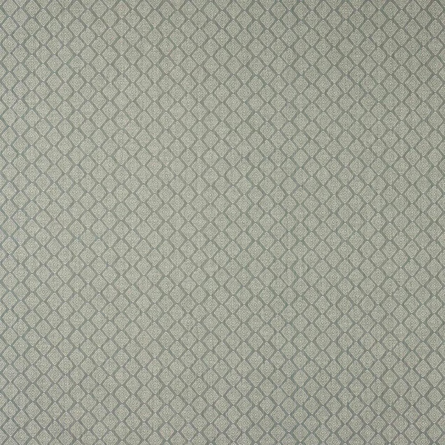 Small diamond geometric fabric in muted slate blue-grey with fine woven detail