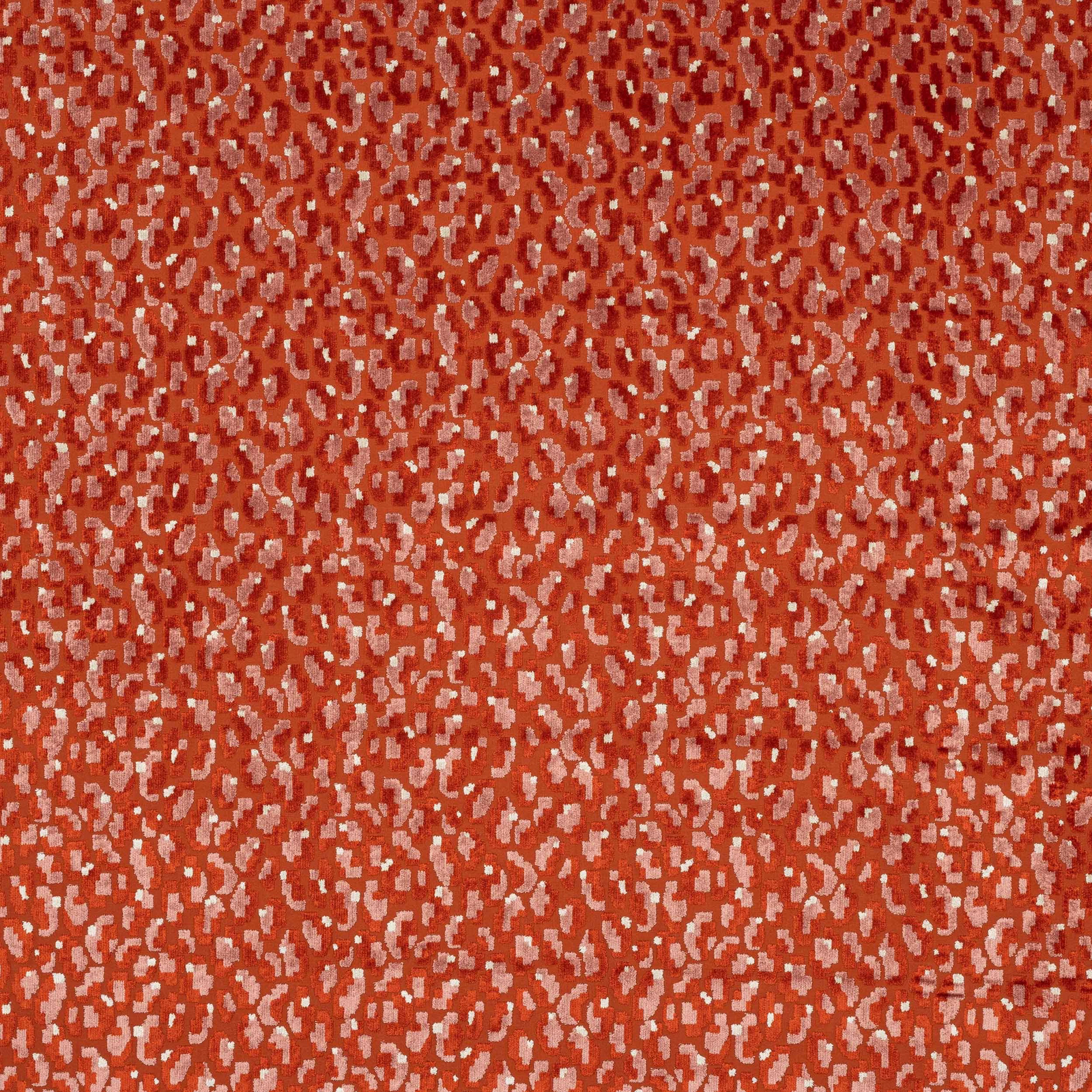 Red abstract small-scale woven fabric with pink flecks and textured surface