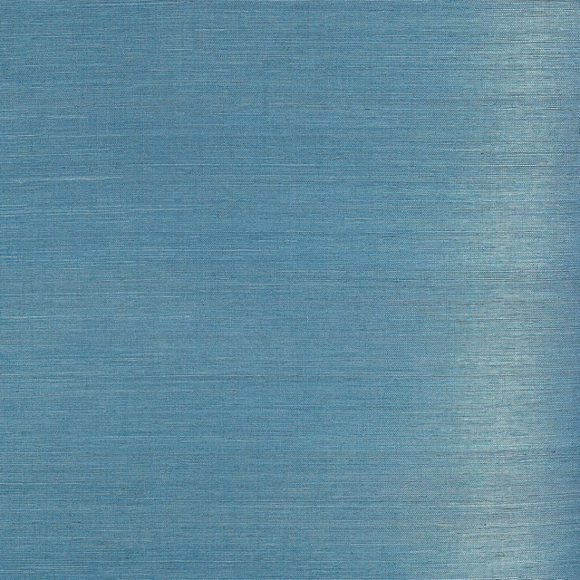 Muted indigo-blue sisal wallpaper with fine horizontal slub texture and tonal light-catching variation