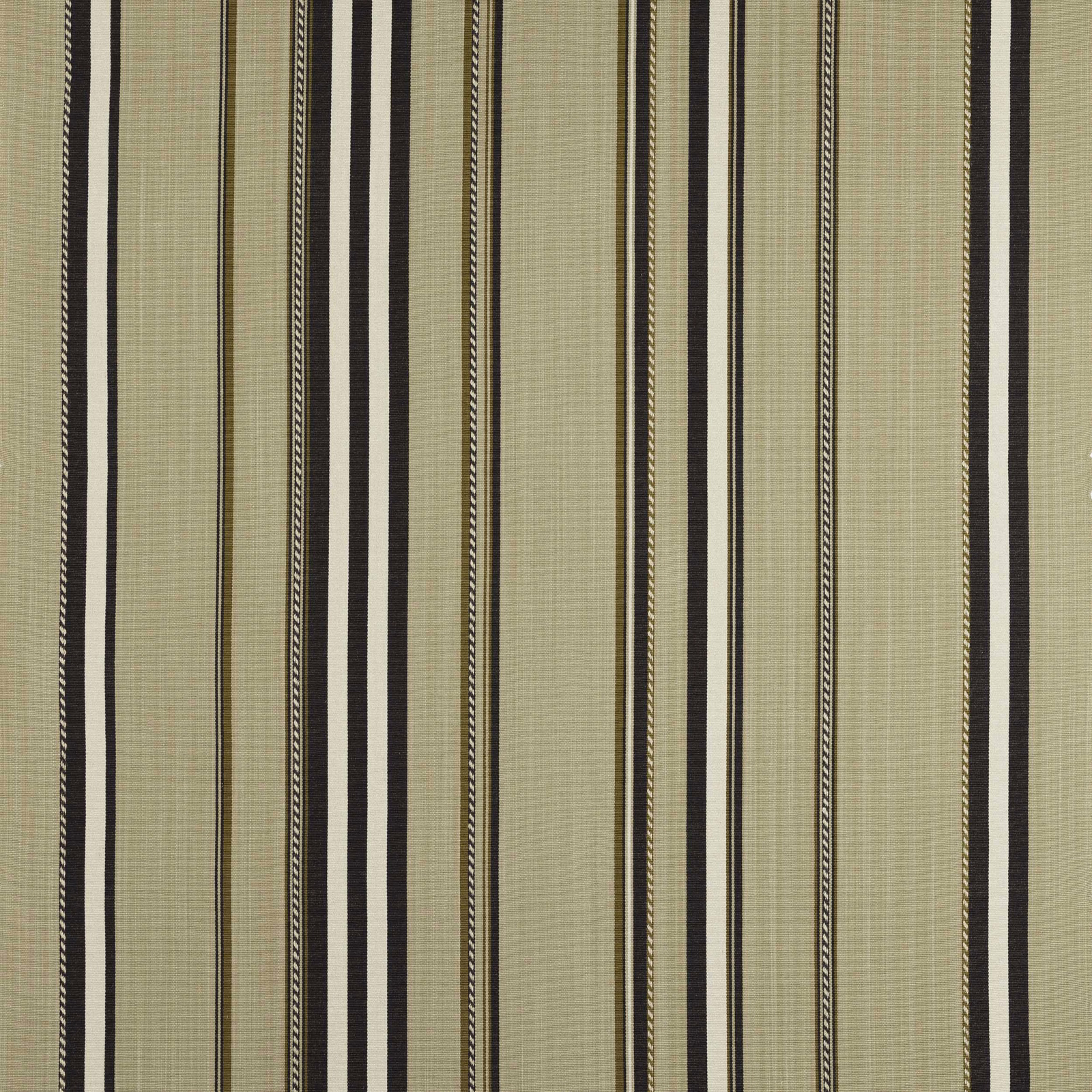 Vertical beige striped fabric with narrow dark bands and subtle woven texture