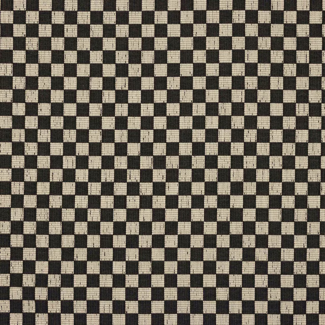 Small ebony and natural check woven fabric with a textured surface