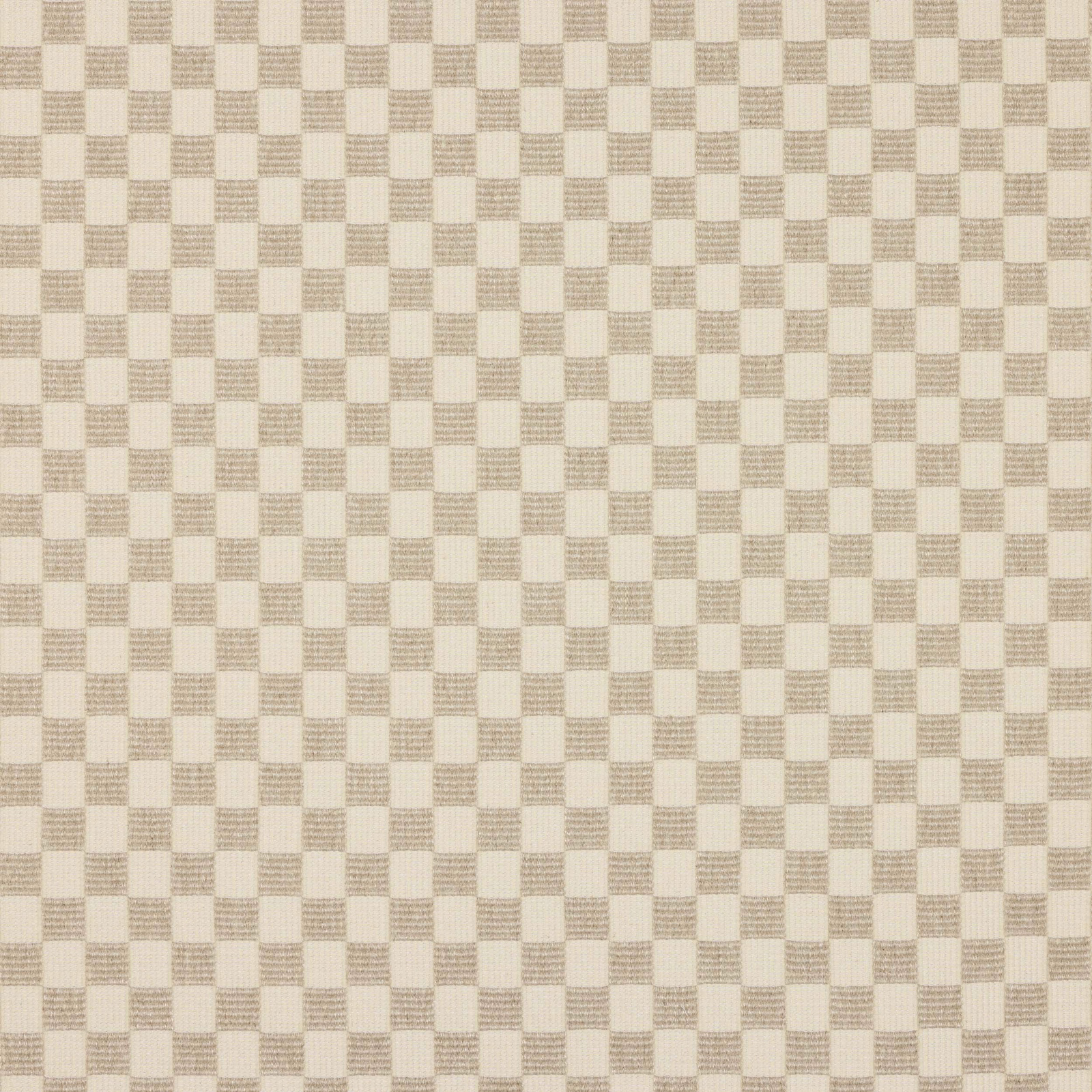 Close-up of a soft cream woven check fabric with subtle linen texture