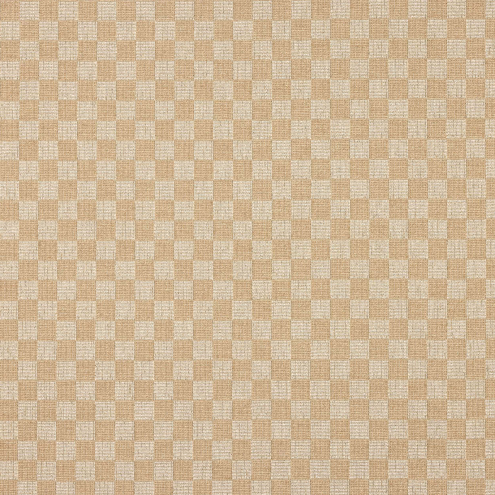 Pale sand beige checked woven fabric with a small textured grid
