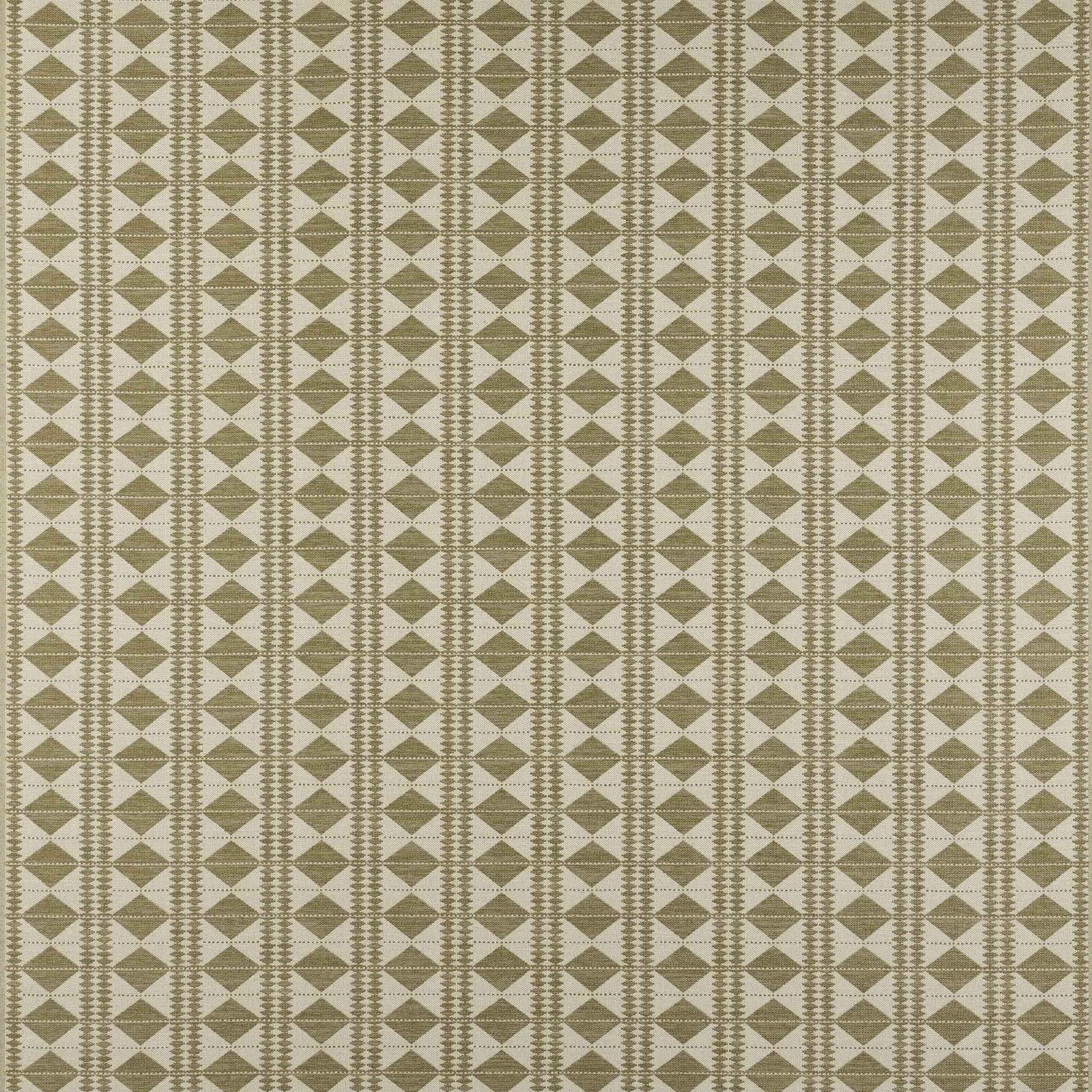 Warm beige geometric fabric with small diamond motifs and vertical bands