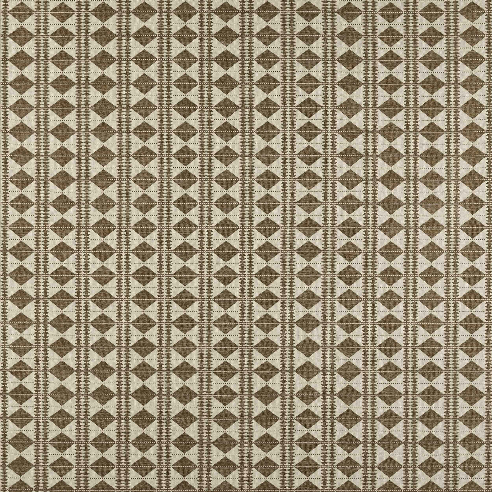 Small brown diamond geometric woven fabric on a cream ground